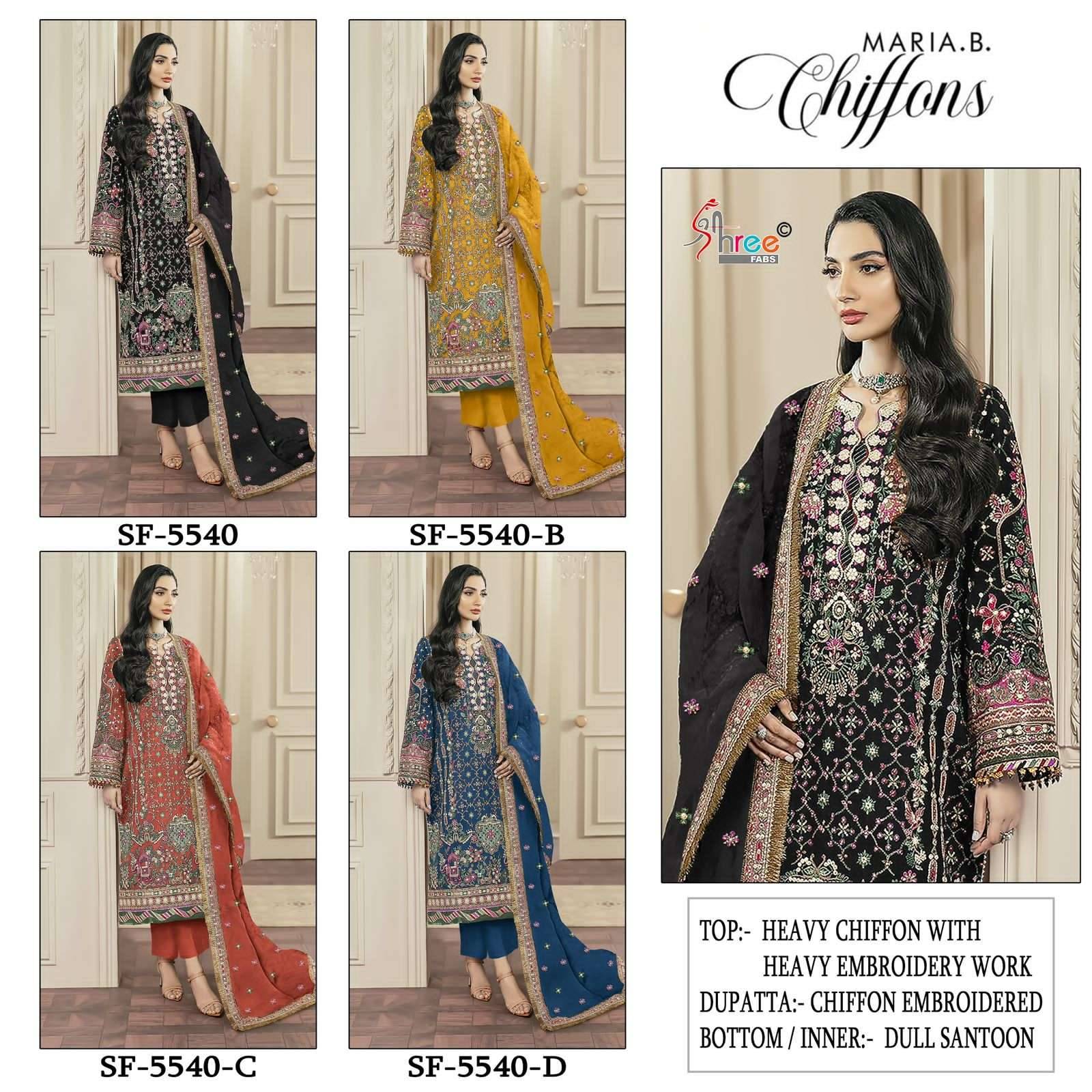 5540 Colors BY Shree fabs 5540 a TO 5540 d SERIES Pakistani Stylish Beautiful Colourful Printed & chiffon embroidered readymade Dresses At Wholesale Price